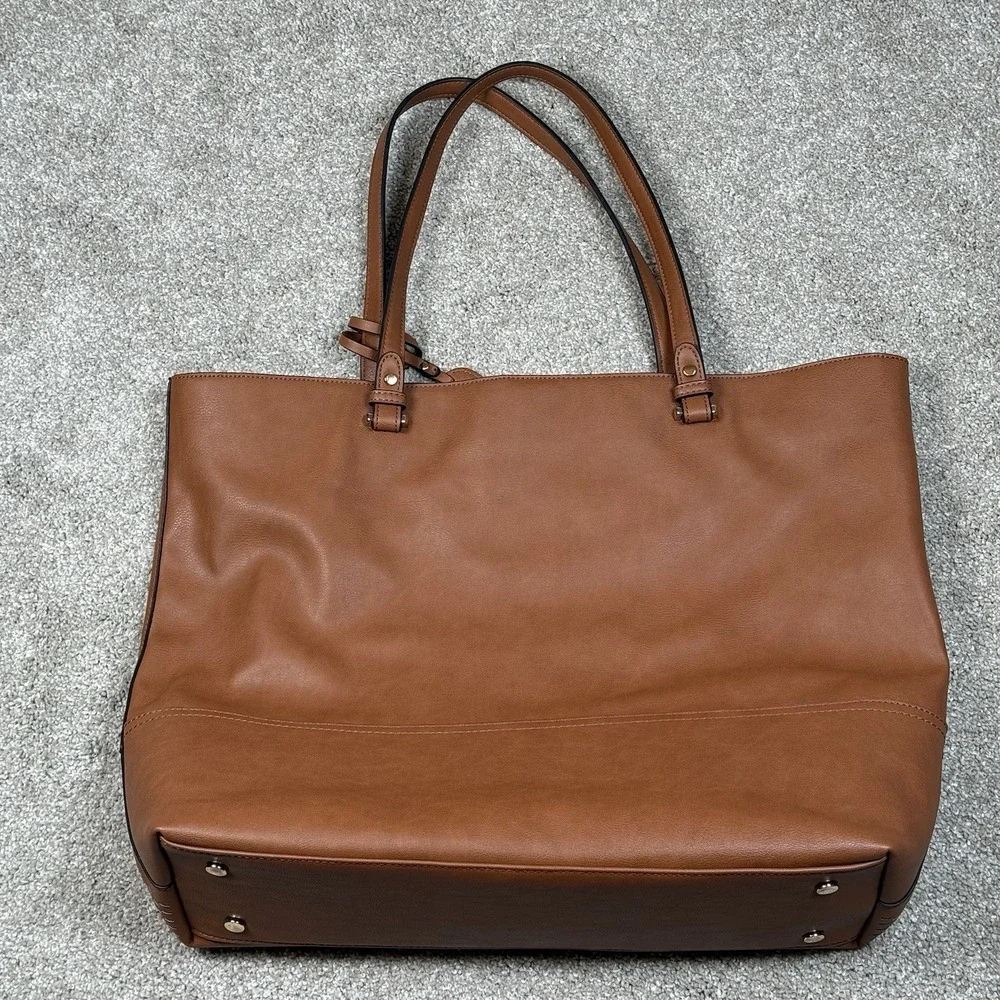 Sole Society Laptop Bag Purse Brown Pockets Animal Print Large Women